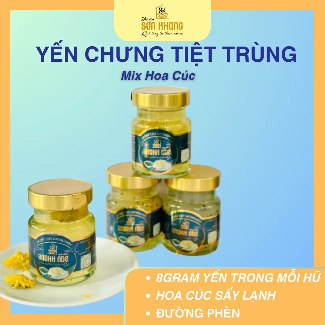 Yến Sào Sơn Khang - Combo 3 hũ Yến Chưng Tiệt Trùng Mix Hoa Cúc- Hũ 70ml