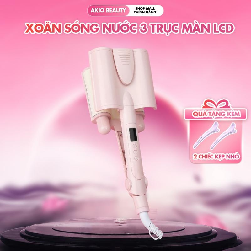 Máy làm tóc uốn xoăn sóng nước AKIO 26mm màn LCD hiện nhiệt tùy chỉnh, công nghệ gốm sứ bảo vệ tóc