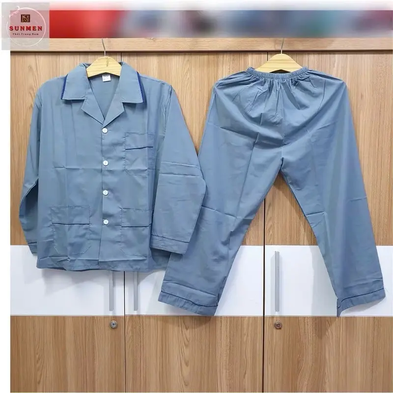 (1 màu Tây dài)Đồ bộ pijama nam trung niên cao cấp màu trơn chất vải kate thoáng mát  Có Túi 1
