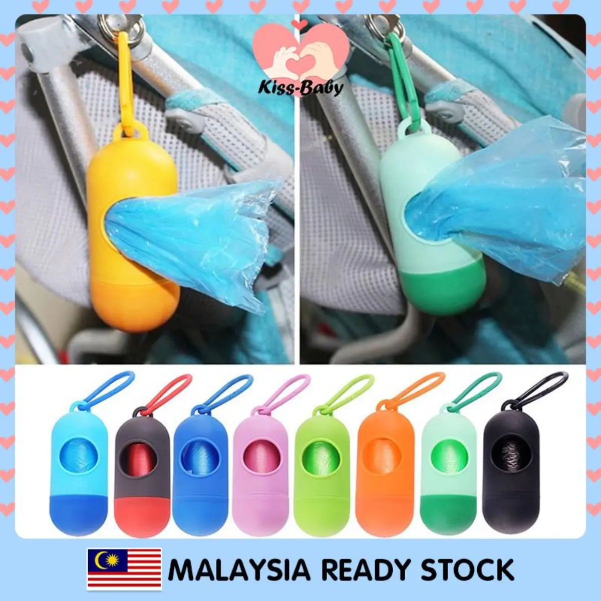 Plastic Bag Portable Disposal  Refill Roll Supplies Pet Garbage Rubbish Bag Baby Diaper Plastic Bag Plastik Beg untuk Pampers Baby Infant Budak