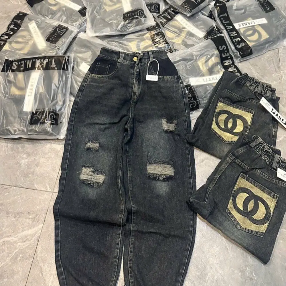 Quần baggy jean rách OO dành cho nữ