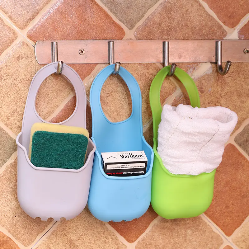 Kitchen sink hanging bag, faucet, sink, drain basket, sponge cloth storage bag, bathroom silicone drain bag