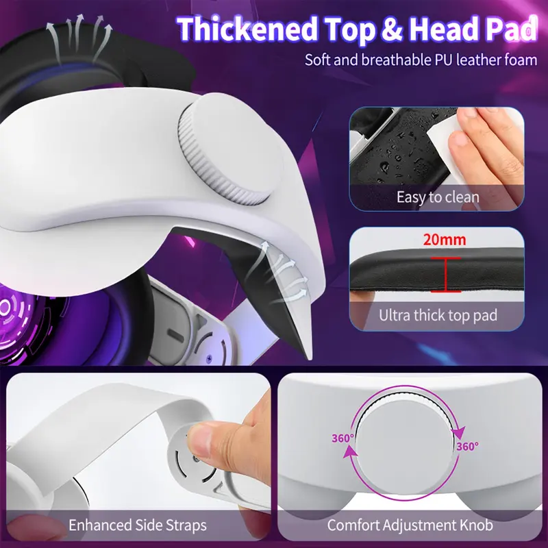 Adjustable VR Headband (1 Box), VR Headband Replacement, Enhanced Comfort Support & VR Gaming Immersion, Compatible with Oculus Quest 2 (Headband Only), Console Accessories 7