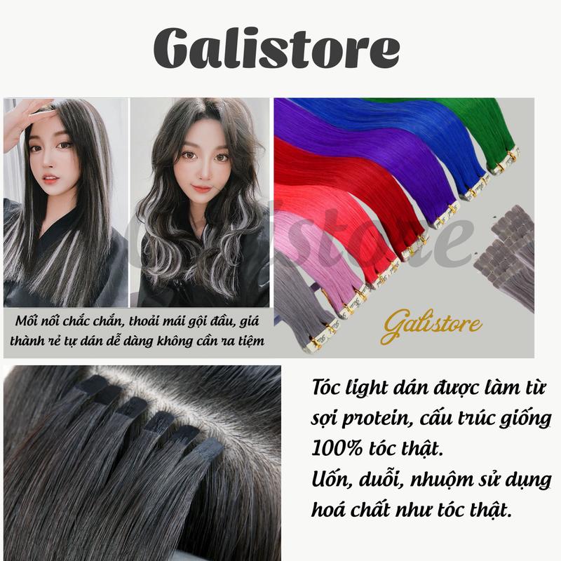 Tóc line dán làn từ sợi protein, Tóc giả đẹp tóc kẹp dài thẳng light 65cm lọn nhiều màu phong cách Hàn Quốc Galistore Women Wig