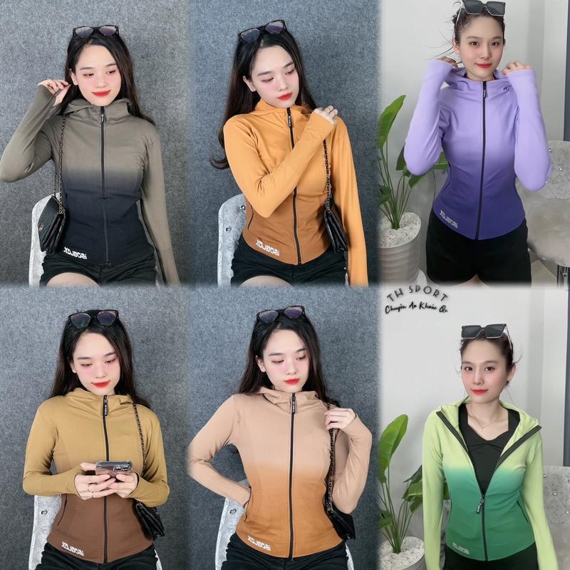 Áo khoác nữ loang màu thể thao vải dệt kim ôm form TH028, Áo khoác nữ tập gym yoga chống nắng chống tia UV TH SPORT Top Thun Cao Cấp