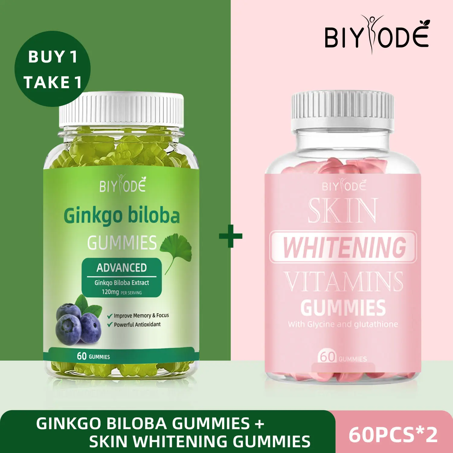 glutathione and ginkgo biloba together 24H] BIYODE Whitening Gummies Collagen Gummies Glutathione Whitening  Gummies PearlSkin White Tomato Capsules Ginkgo Biloba 120MG Gummies  Hydrating Whitening Supplement