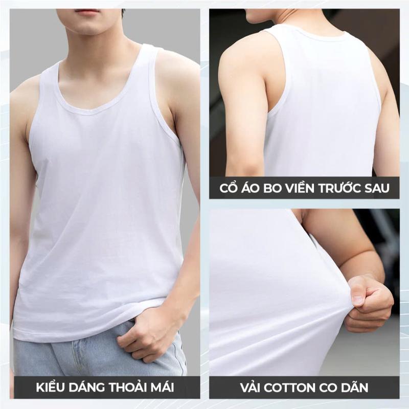 Áo May Ô Ba Lỗ,Cộc Tay Nam Chất  Cotton Độ Dầy Mỏng Vừa Phải,Có 1 Màu Trắng xuất sứ Việt Nam