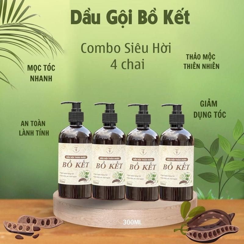 4 Chai Dầu Gội Thảo Dược Bồ Kết 300ml Tùng xà Bông Nữ Women