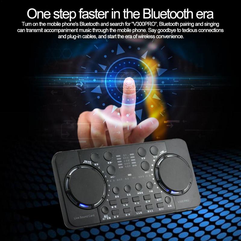 Product Introduction of Kad Bunyi V300 pro, Sesuai untuk Penstriman Langsung, dengan 10 Kesan Bunyi, Antara Muka Audio 4.0, Sesuai untuk DJ, Muzik, Studio, Rakaman, Karaoke, untuk PC dan Komputer Riba, Termasuk Pengadun Laptop 8