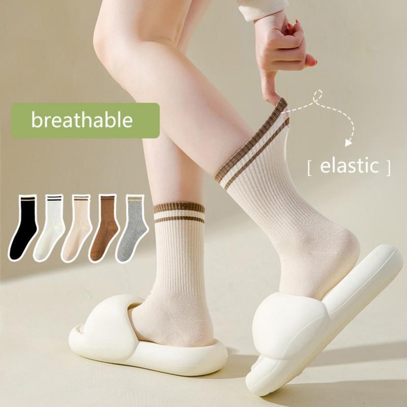Tất Nữ Phong Cách Hàn Quốc, Sọc Maillard, Thiết Kế Đơn Giản, Độ Đàn Hồi Cao, Tất Nữ Thường Ngày Thoải Mái Và Thoáng Khí, Thích Hợp Cho Quần Áo Nữ 0