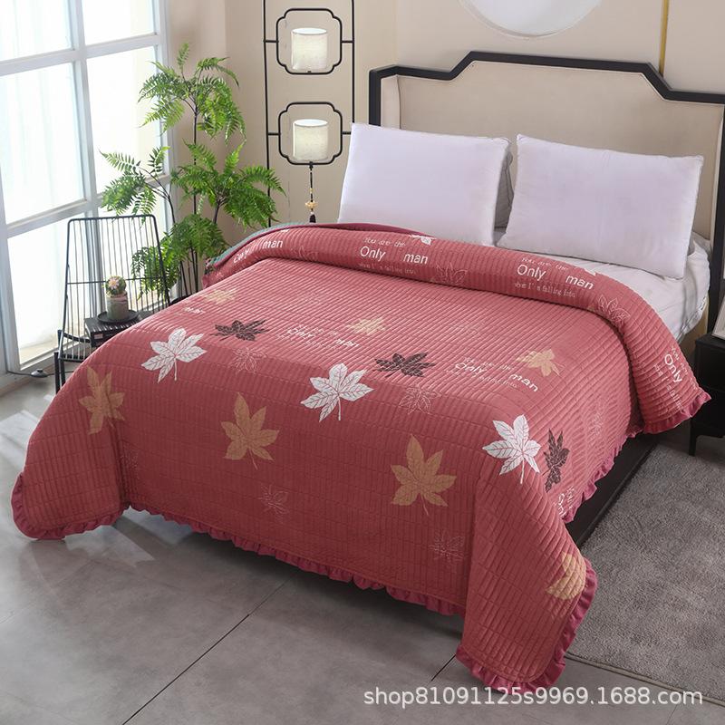 Thickened Milk Fiber Bedspread Cotton Padded Thickened Crystal Velvet Blanket Non-Static Thermal Bed Sheet Dormitory Home Bedspread 3