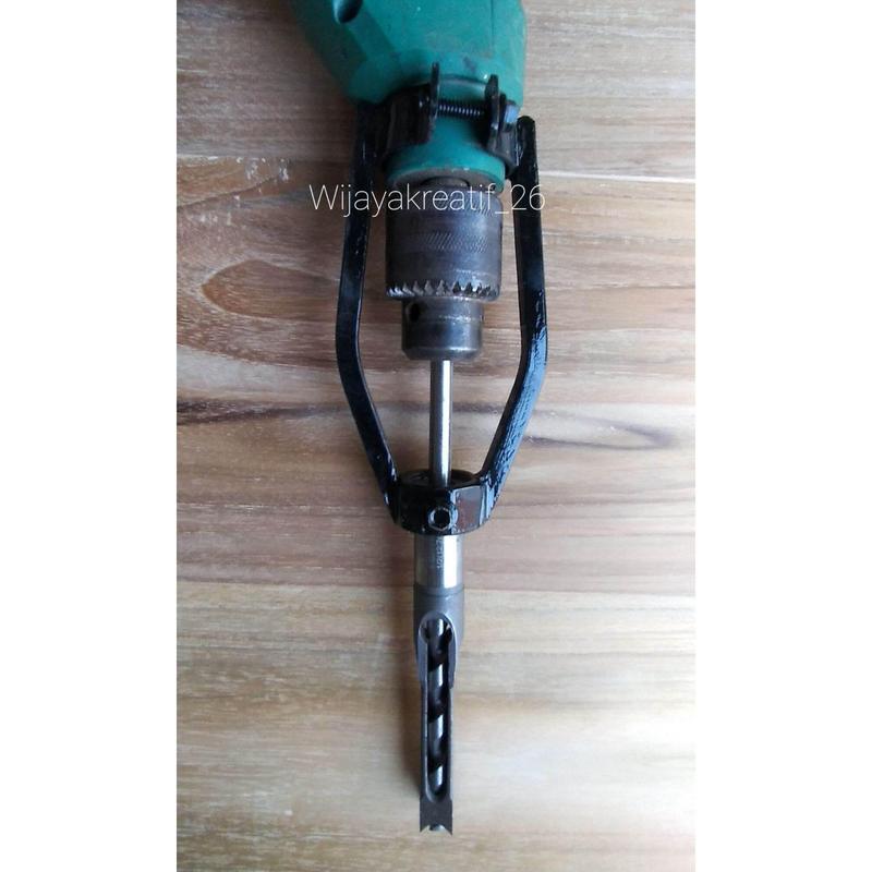 Dudukan bor bobok kayu+mata bor bobok 10mm Adaptor bor bobok kayu dengan mata bor bobok kayu 10mm pertukangan kayu bobok kayu bor manual 6