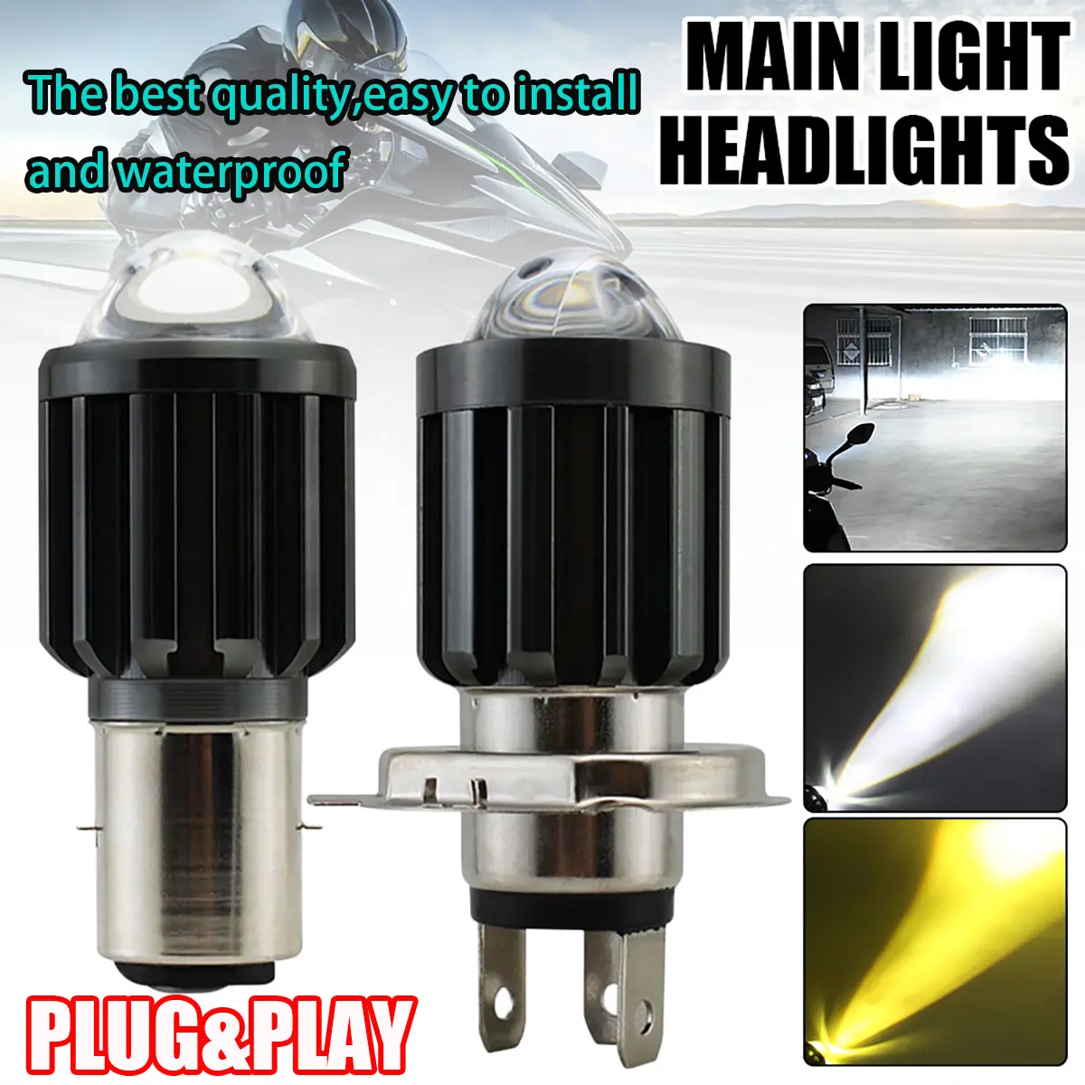 10000lm h4 led moto h6 ba20d led motorcycle headlight bulbs csp lens white yellow hi lo lamp scooter accessories fog lights 12v