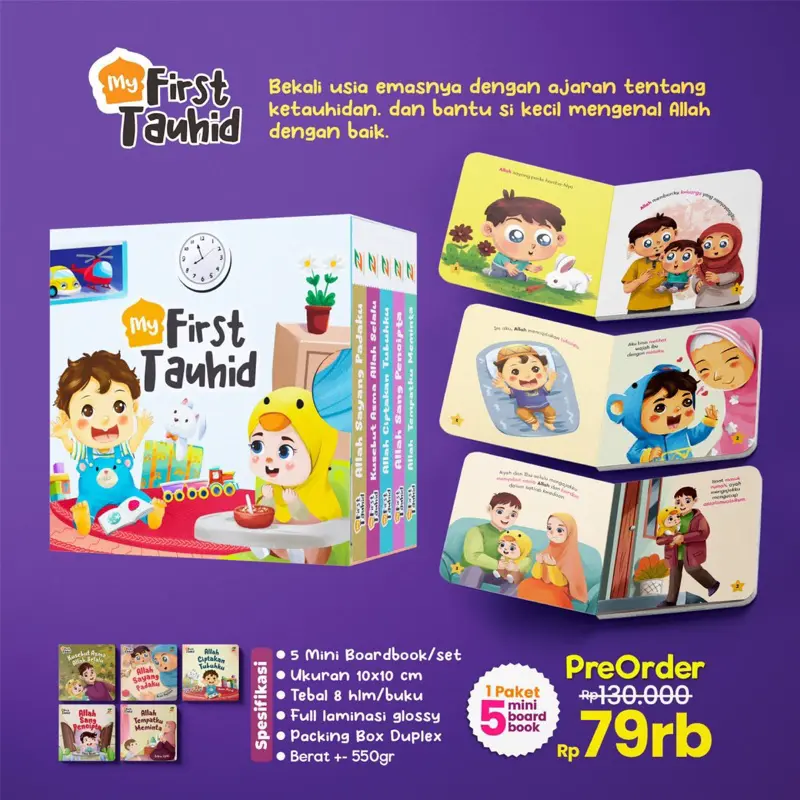 My First Tauhid - isi 5 Buku Boardbook Pengetahuan Dasar Tauhid Anak Usia 2+ Buku Cerita Anak - Ziyad Books 0