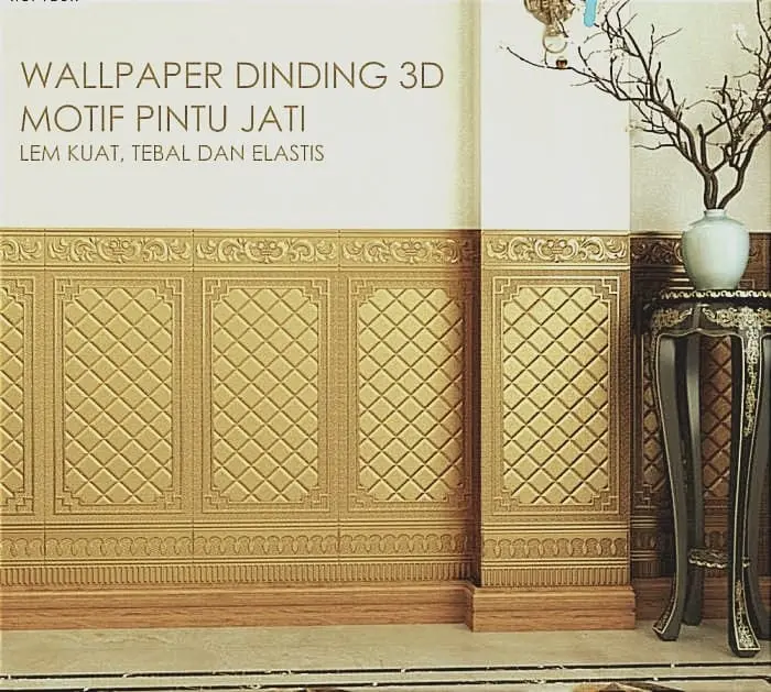 Wallpaper 3D Foam / Wallfoam Dinding 3D Brick Foam Motif Pintu Jati Kertas