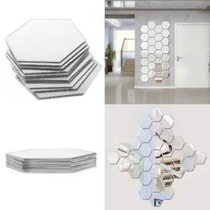 12 PCS BESAR CERMIN KACA HEXAGONAL MIRROR DEKORASI HIASAN DINDING STICKER KACA HEXAGON CERMIN MURAH