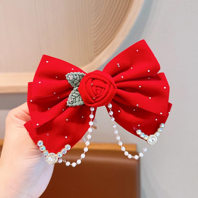 Product Introduction of New Year Red Ribbon Bow Hair Clips For Women Girls Vintage Hairpin Exquisite Headwear Chinese Style Hair Accessories Gifts 21