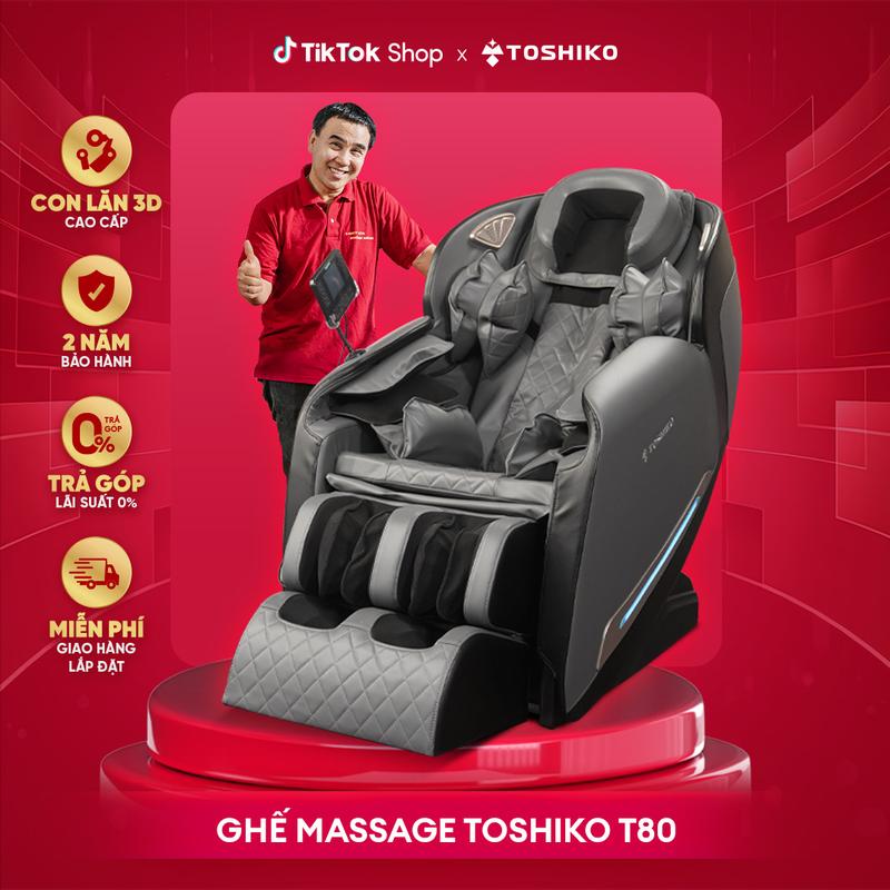 Ghế massage Toshiko T80 điều khiển giọng nói tiếng Việt đa chức năng công nghệ massage con lăn 3D Nhật Bản