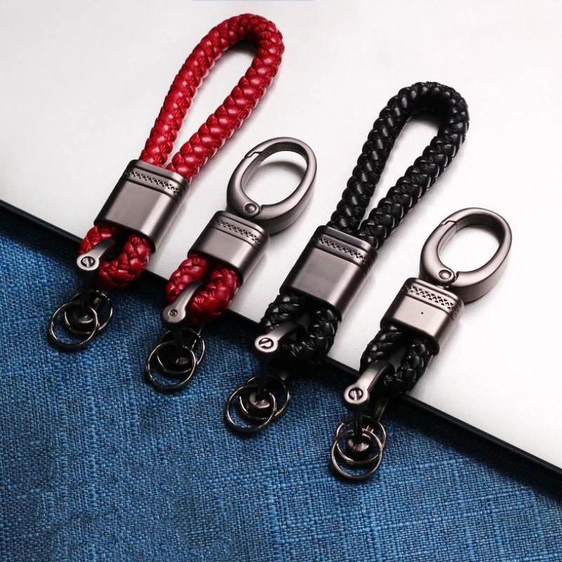 Product Introduction of Hand-woven leather Keychains Car Key Ring Men Women Cute Car Keyring Holder Waist Key Chain Charm Bag Gifts Car Accessories 5