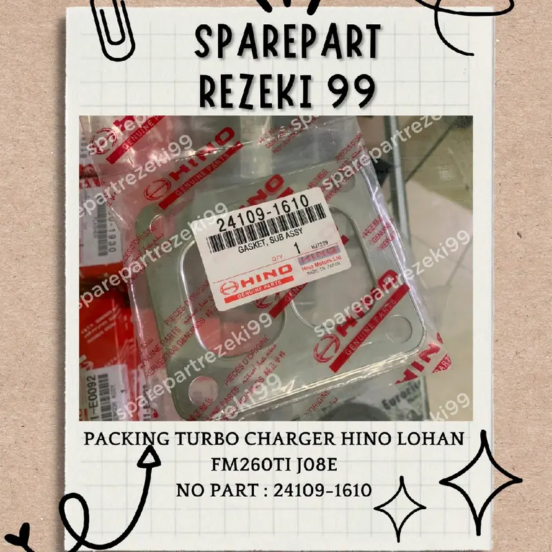 Packing Turbo Charger J08E HINO LOHAN FM260TI (24109-1610) 2