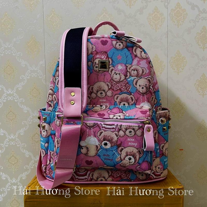 Balo Gấu Size 40 vừa A4, Laptop 14inch, Atlat địa lý Da Bag Đeo Vai Đồng 4