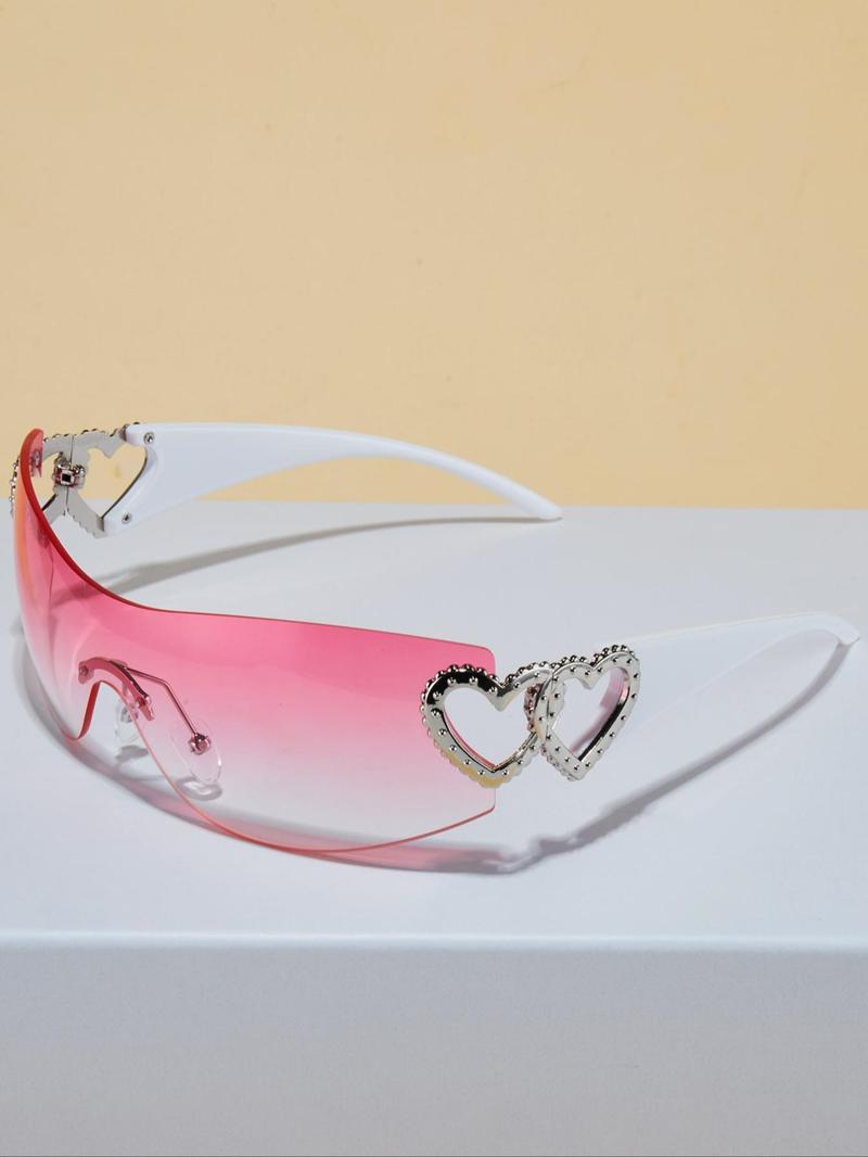 Product Introduction of Unisex Street Style Sunglasses with Heart Design (1 Pair), Trendy Large Frame Sunglasses for Everyday Use, Fashionable Versatile Accessories for Outdoor Activities 11