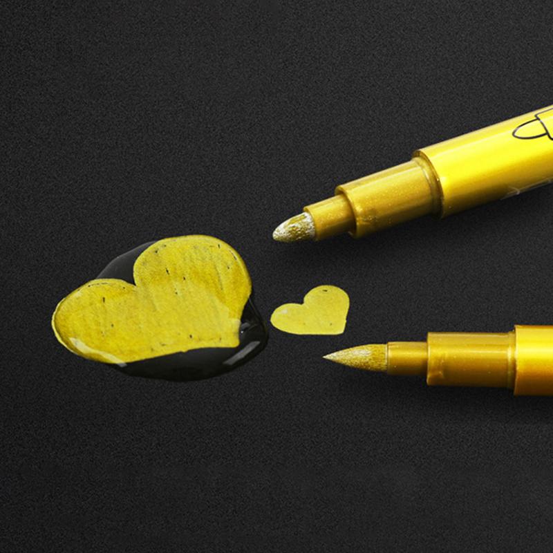 Brush Metallic Marker Pens Gold Silver Color Permanent Art Marker For Manga Crafts Scrapbooking School Stationery Supplies #462008 8