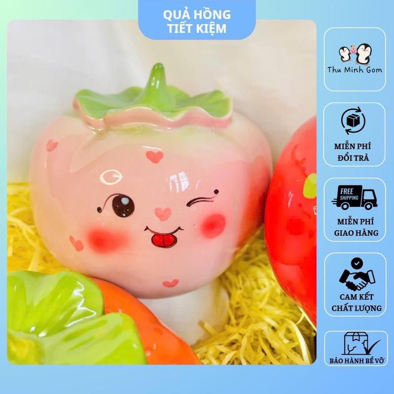 Quả hồng tiết kiệm cực đáng yêu - MẶT NGẪU NHIÊN/ Heo đất tiết kiệm/ ống heo tiết kiệm hình quả hồng/ heo sứ tiết kiệm/ gốm sứ Bát Tràng 5