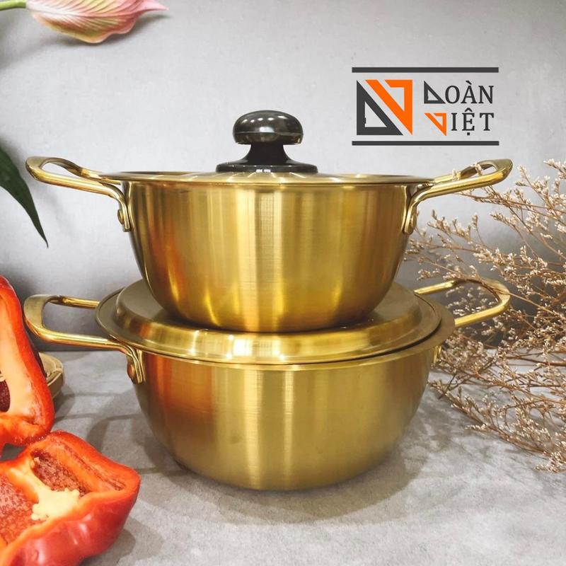 DV- NỒI MÌ CAY RAMEN, lẩu Tomyum, nấu soup, lẩu một người - Inox không gỉ cao cấp, nút nhựa chống nóng. Kiểu dáng Hàn Quốc