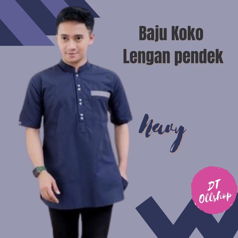 ALILA Hijab -  Kemeja Hem Cowok / Baju KOKO Pria Lengan Pendek/baju muslim koko/baju lebaran 2