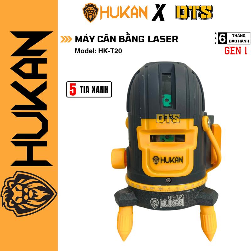  Máy cân bằng Lazer 5 tia xanh siêu sáng HUKAN HK-T20 | Máy cân mực laser điện áp pin 2 cells phạm vi hoạt động tối đa 70m thích hợp xây dựng lắp đặt sửa chữa 