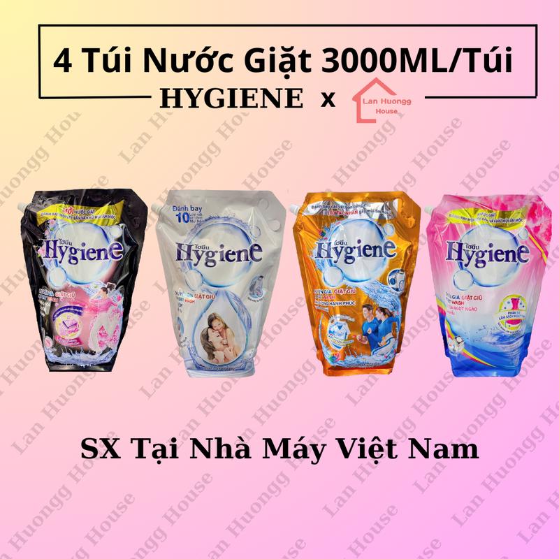 SX tại VN Thùng 4 Túi Nước Giặt Hygiene 3000ml Túi