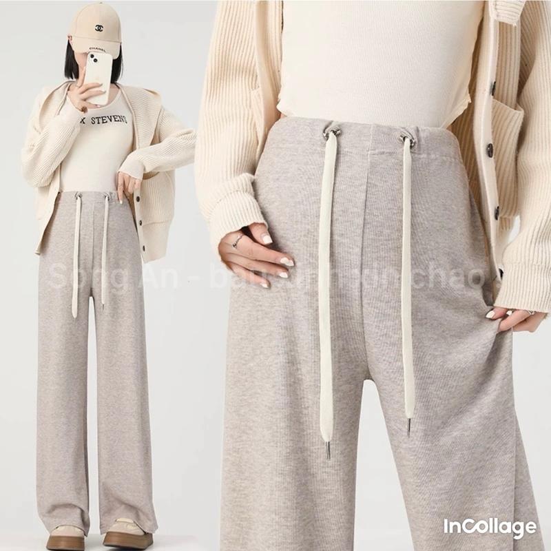 Quần nỉ bầu ống rộng Song An thiết kế hiện đại chất nỉ tăm mềm có dây chỉnh bụng mặc ấm áp thoải mái bigsize