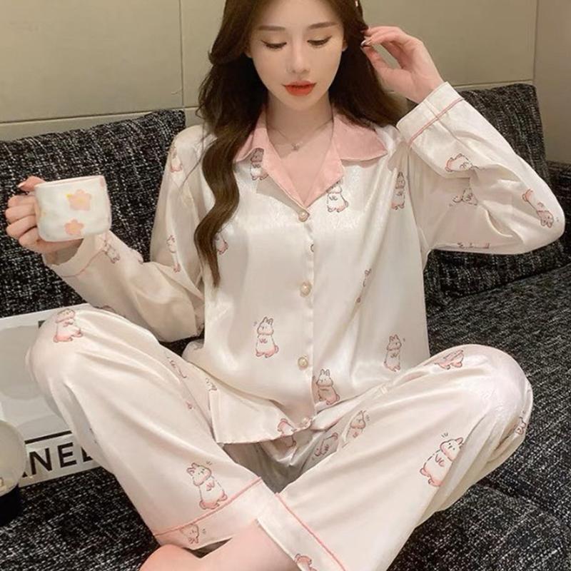 Bộ pijama cộc tay hoạ tiết dễ thương hàng Quảng Châu, bộ ngủ lụa xước cao cấp 7