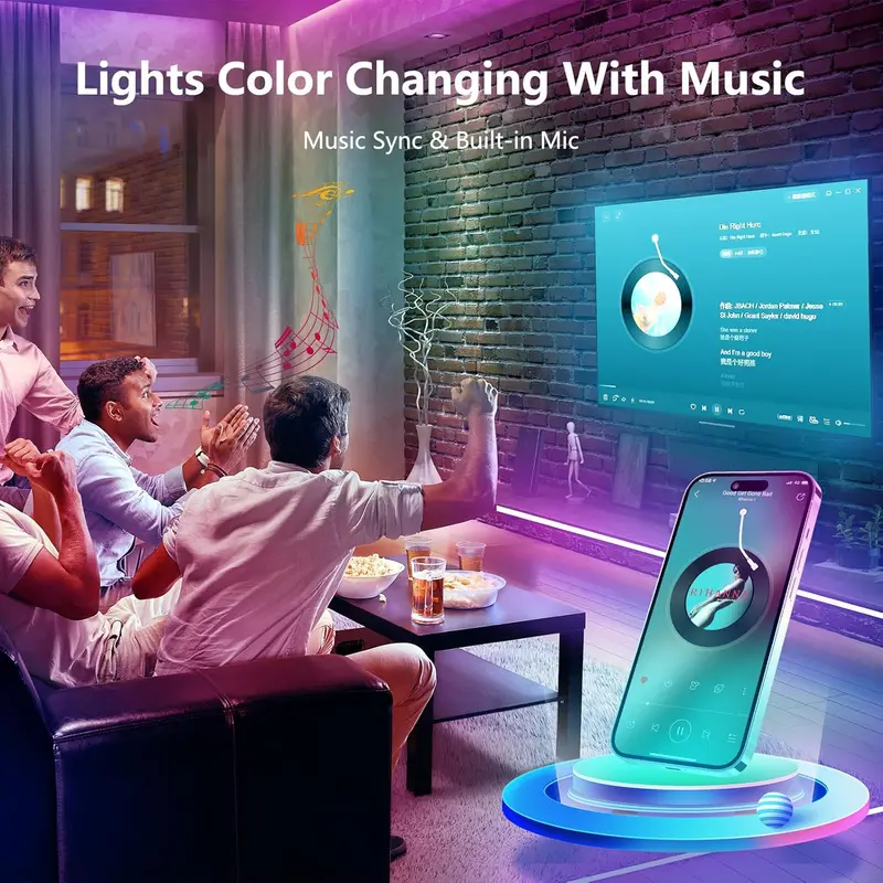 Smart LED Strip Light, 1 Count USB Powered LED Light Strip with APP & Remote Control, Decorative Light for Home Party Festival 4