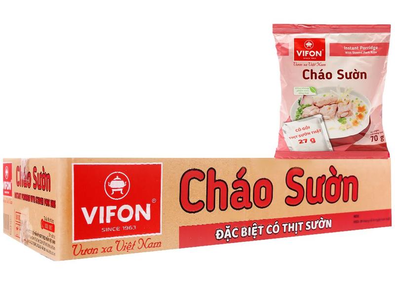 Thùng 50 gói cháo Vifon 70g (có gói thịt gà thật)/ 50g vị thịt bằm. sườn/ gà/ nấm đông cô