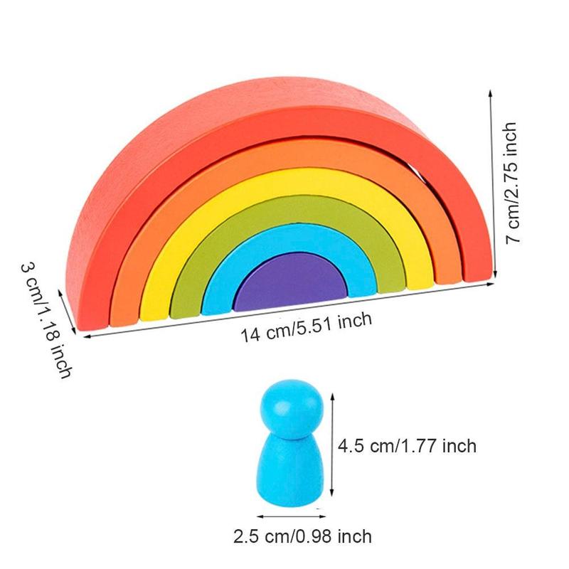 Product Introduction of Wooden Rainbow Arch Building Blocks (1 Set), Mini Rainbow Arch Building Block Toy, 6 Colors Tunnel Stacking Puzzle Toy for Gift, Kids Toys 10