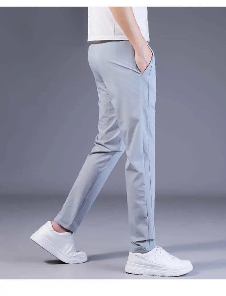 Product Introduction of Men's Ice Silk Pants Loose Breathable Straight Slim Casual Pants Summer Thin Long Pants Elastic Men's Sports Wholesale 8