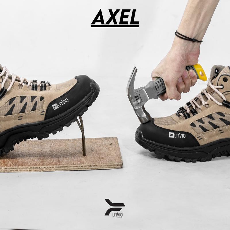 Sepatu Safety Pria Ujung Besi Lavio Axel High Premium Sefty Shoes Kerja Lapangan Outdor Hiking Mendaki Gunung Savety Cowo 1