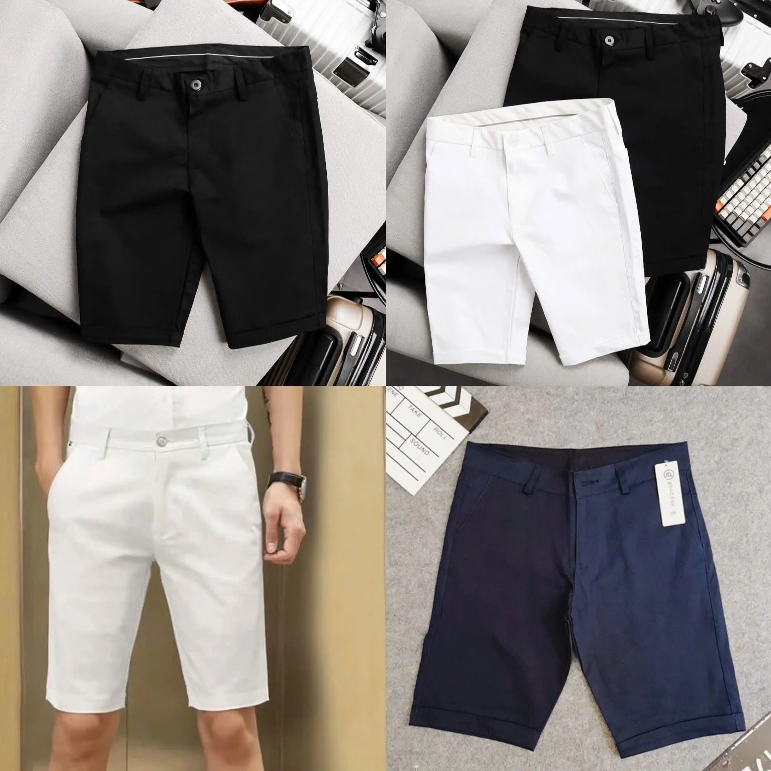 Quần nam short Kaki co giãn nhẹ không nhăn thoải mái phom size từ 28-->36 Quần Lửng Menswear Có Túi