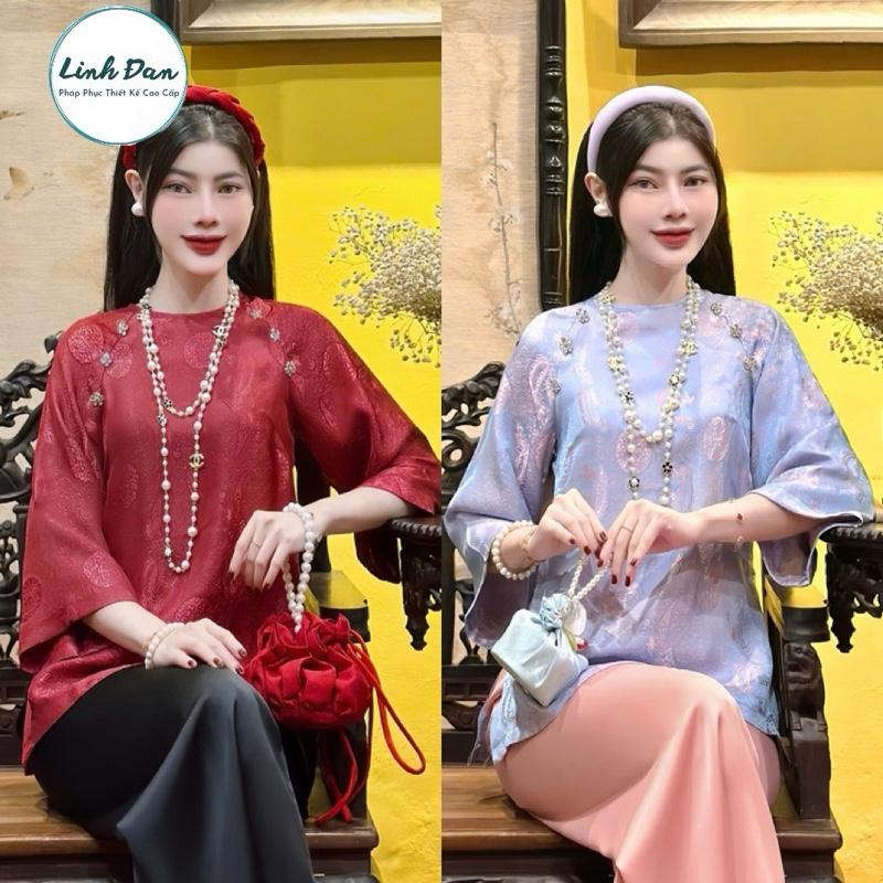   PP01  Bộ quần áo pháp phục truyền thống đính cúc đá cầu vai chất lụa tơ phượng đẳng - Pháp Phục Linh Đan - Voi Nhung 