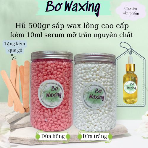 TẶNG SERUM Hũ 500gr sáp wax lông cao cấp tặng kèm 10ml serum mỡ trăn và bộ que phết gỗ CHE TÊN