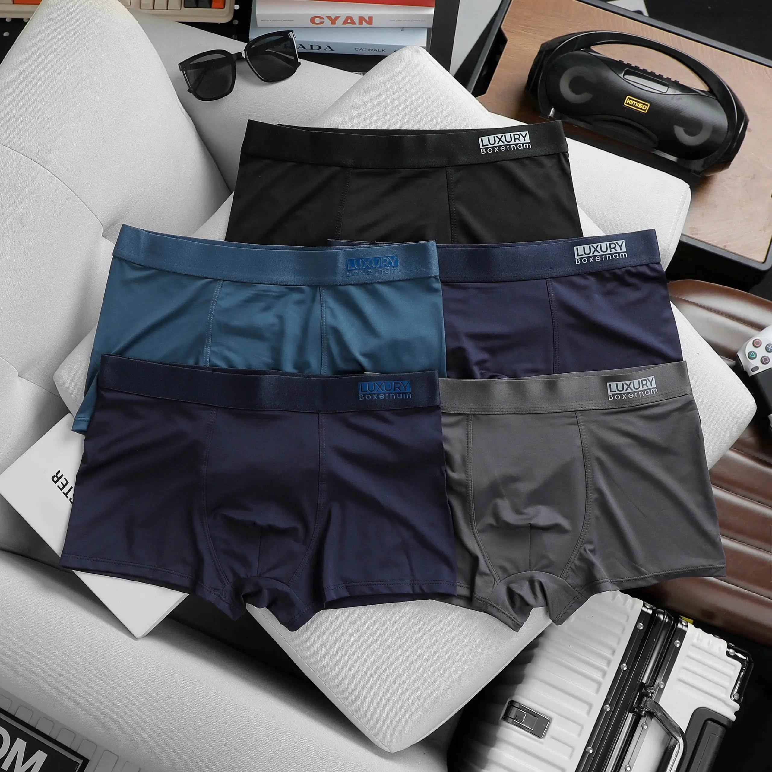 Quần Boxer Nam Luxury cao cấp (CÓ SIZE TỪ 22-100KG), Quần Sịp Nam Quần Lót sịp nam to & cao co thể giặt máy đơn giản loại đùi thun lạnh co dãn 4 chiều siêu thoáng thấm hút mồ hôi Mẫu T1 (che tên sản phẩm)