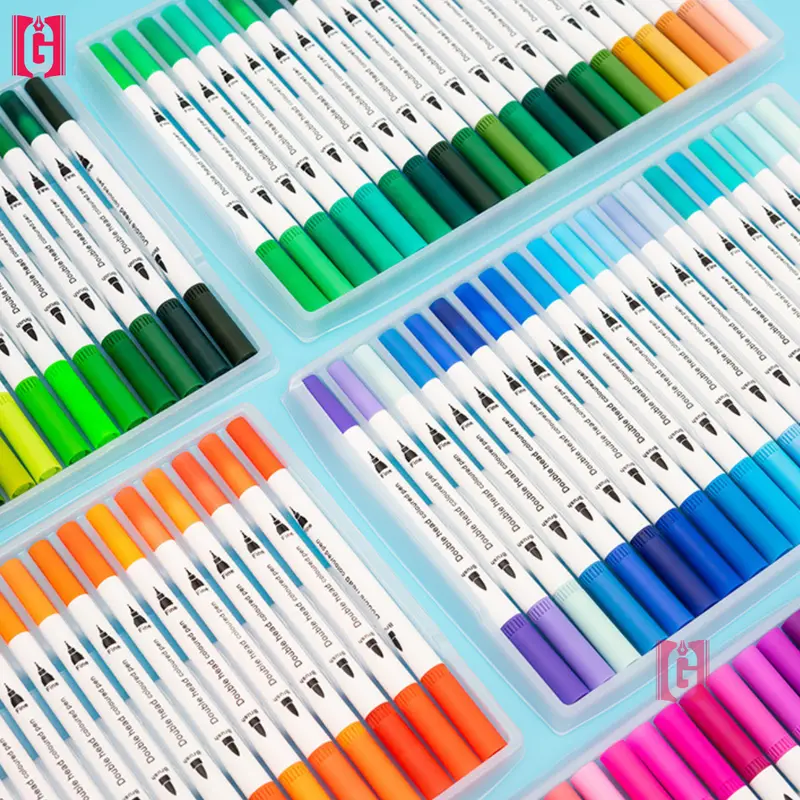 Bút Brush, Bút Đánh Dấu Hai Đầu, Bút Viết Tiêu Đề Fineliner Và Brush Markers Highlighter Vẽ Tranh Học 1