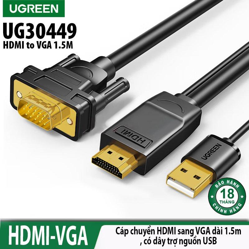 Cáp chuyển HDMI to VGA 1,5 met Ugreen 30449 MM117 Phụ Kiện