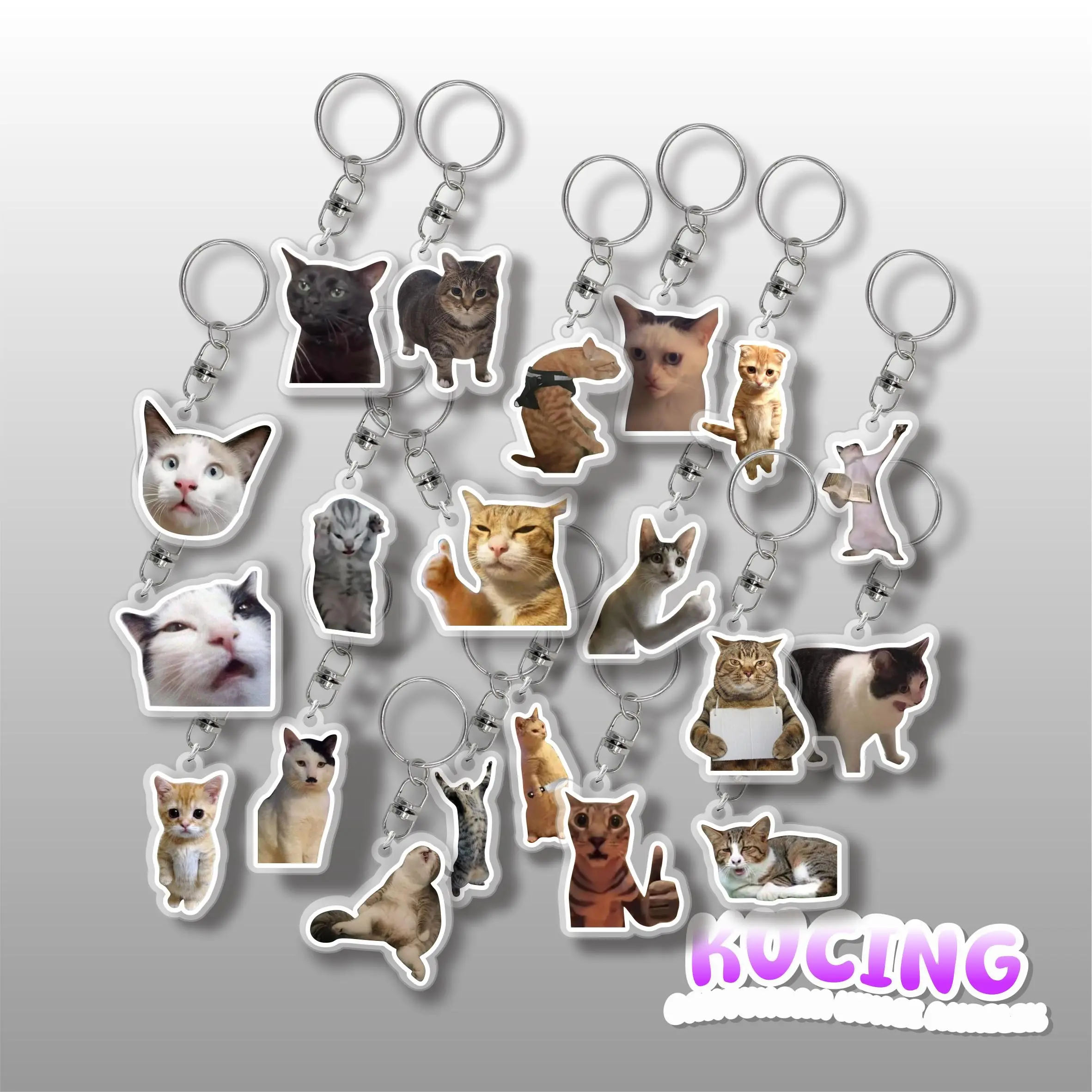 GANTUNGAN KUNCI MEME KUCING AKRILIK KEYCHAIN LUCU MEME CAT AKMAL GANTUNGAN KUNCI MEME KUCING AKRILIK KEYCHAIN LUCU MEME CAT AKMAL
