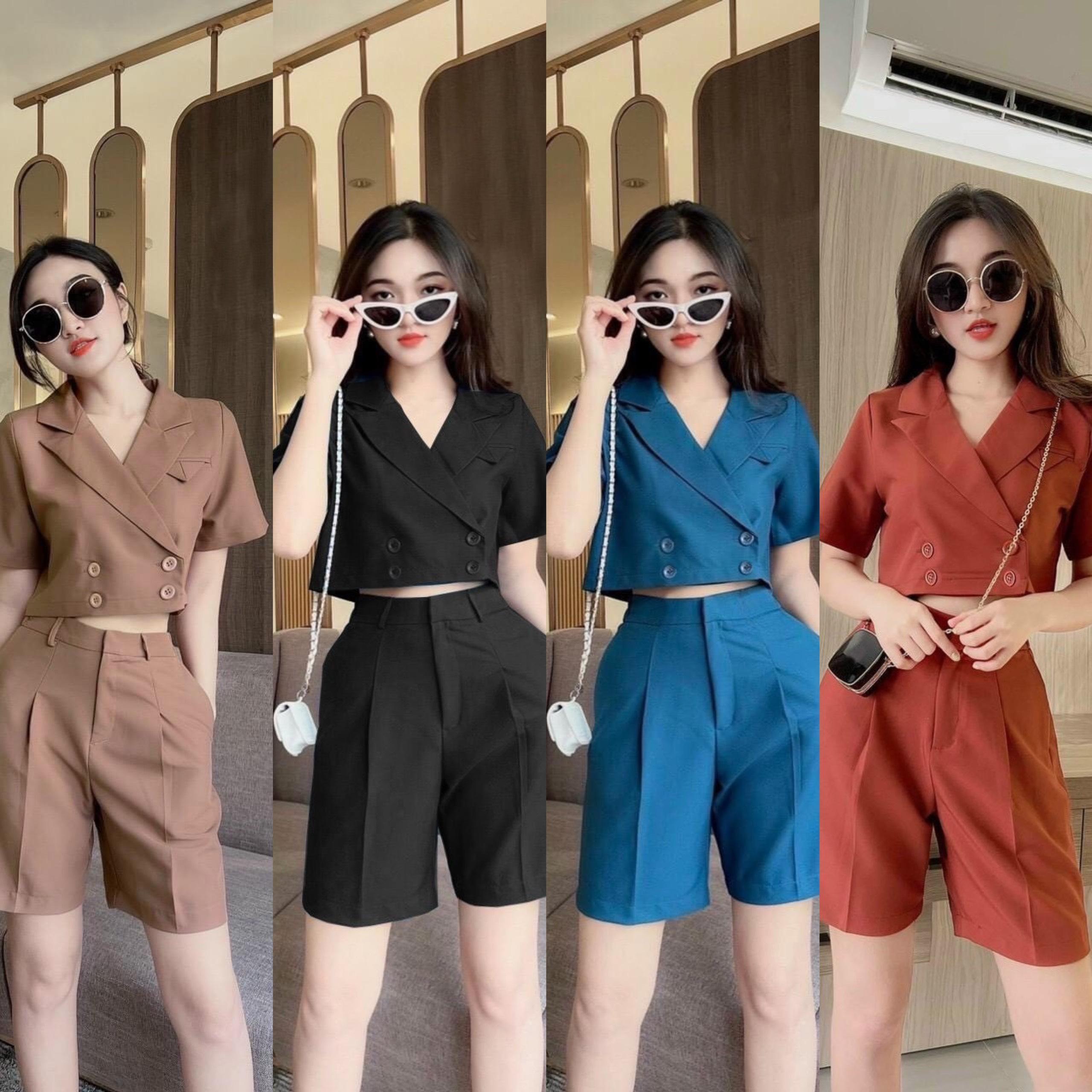 Thời Trang Bigsize Bộ Quần Áo Croptop Bigsize 50 - 100Kg Nữ Cotton Nâu Women Xanh - A.1133