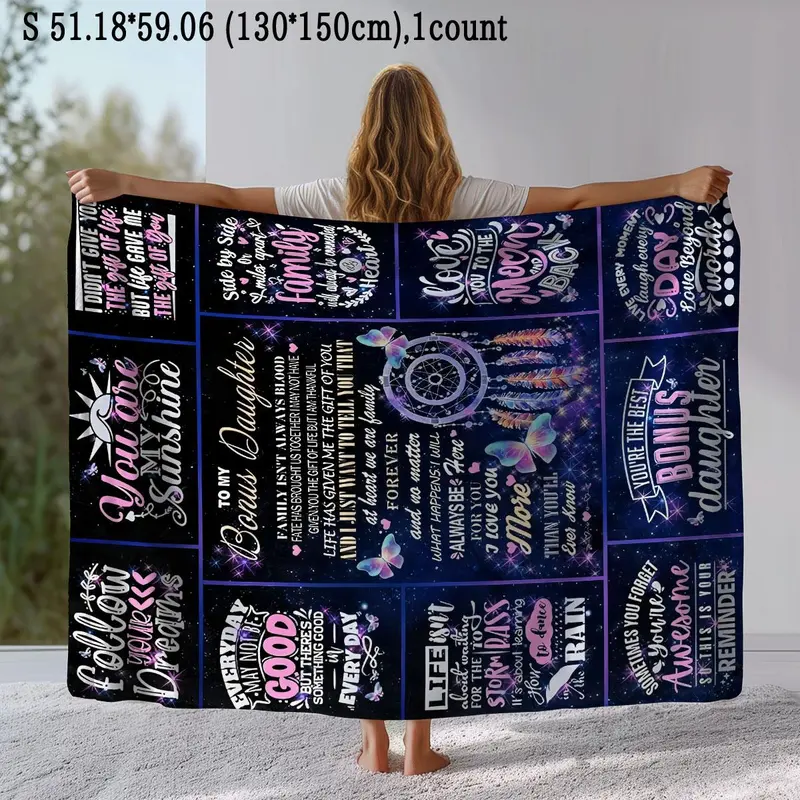 Letter & Butterfly Pattern Blanket, Soft Throw Blanket, Air-conditioned Room Blanket, Warm Nap Blanket for Home & Office & Travel 7