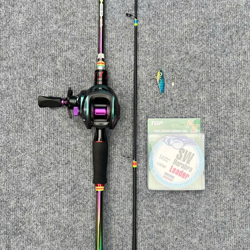 COMBO Bộ Cần Câu Cá Lure TITAN Có Máy Ngang Tay Trái Và Máy Ngang Kèm Dù + CÁ SĂT + Khóa Link