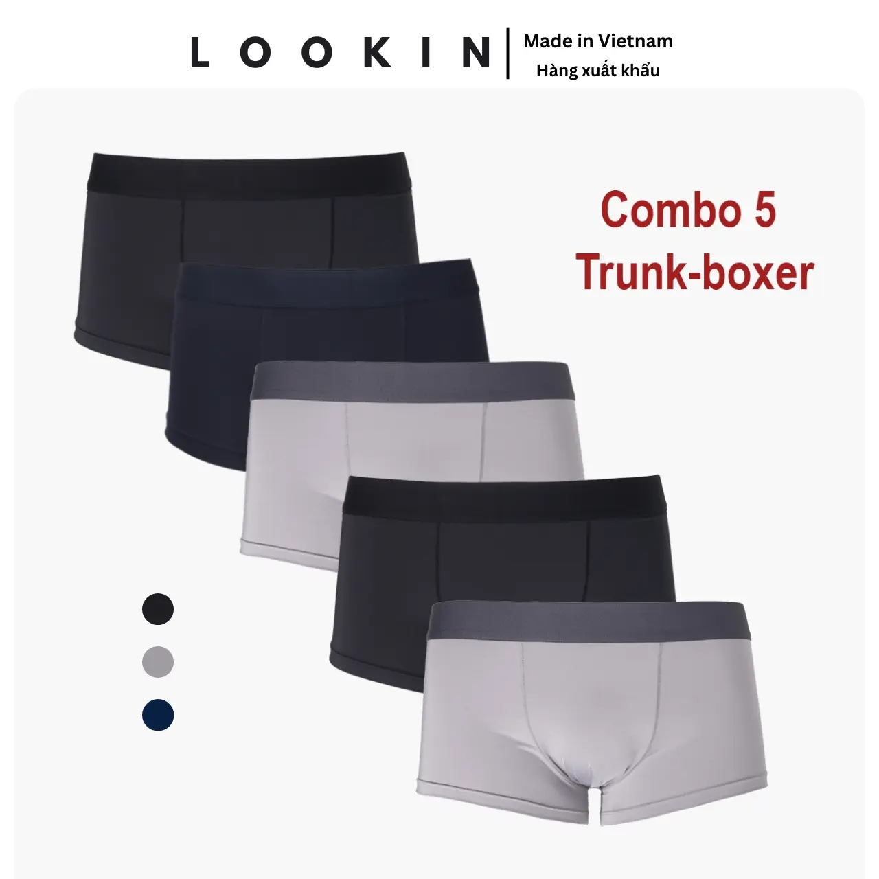 Quần lót sịp nam Trunk Cool Air mát lạnh LOOKIN, combo 5 chiếc